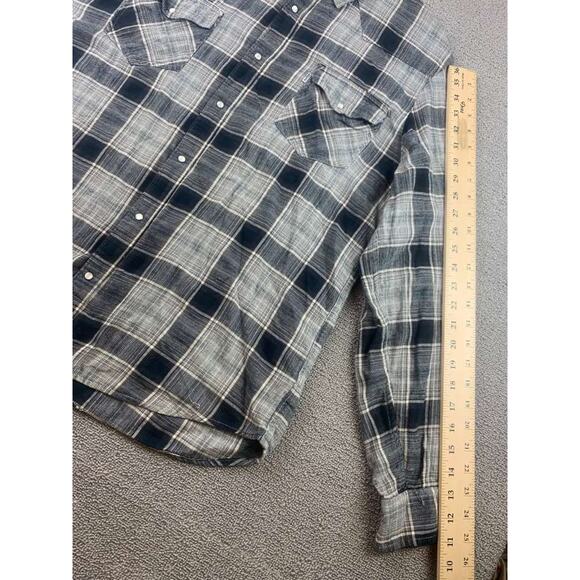 Levi's Men's XL Gray Pearl Check Western Shirt with Snap Buttons Country Cowboy - Picture 8 of 10